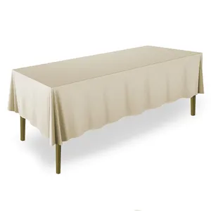 Mantel rectangular de lino para mesa, tela de poliéster para banquete, Premium, tamaño de 60x102 pulgadas, color Beige