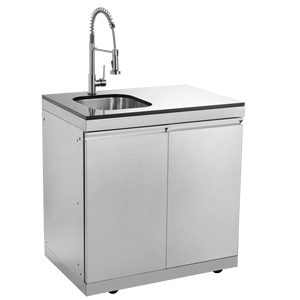 Station de cuisine BBQ extérieure tout-<span class=keywords><strong>en</strong></span>-un avec 6 brûleurs, barbecue à gaz <span class=keywords><strong>en</strong></span> acier inoxydable, réfrigérateur avec porte <span class=keywords><strong>en</strong></span> verre et évier - Product Image 4