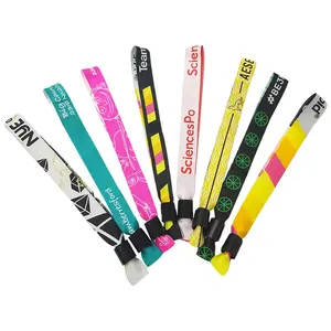 High quality cheap custom fashion party events sport printed polyester custom woven wristband