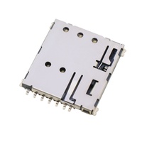 Connecteur Mini Femelle Nano SIM Ultra-Mince CD PIN 7P pour PCB, Coque SUS, Contacts en Alliage de Cuivre, Courant Nominal 0.5A, 5000