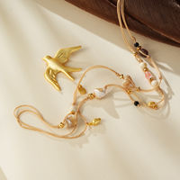 Collier en perles avec pendentif oiseau doré en alliage de cuivre pour femme TANGPEI, bijoux tendance