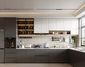 Design Contemporary Wood Lacquer <b>Kitchen</b> <b>Cupboard</b> Plywood <b>Kitchen</b> Cabinet <b>Storage</b> <b>for</b> Apartment <b>Kitchen</b> Furniture - Product Image 1