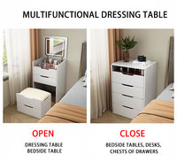Meubles de maquillage en bois longs et personnalisés, tables de chevet, bureaux, tables de toilette avec miroir éclairé et tabouret