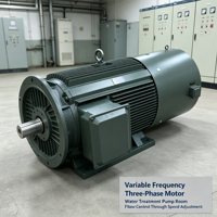 Variateur de fréquence industriel triphasé pour moteur AC avec système de contrôle PLC, boîtier en fonte, moteur à induction AC