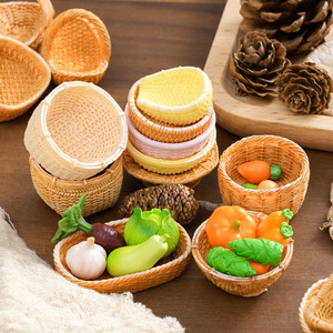 Kreative Simulierte Bambus-Geflochtene Körbe DIY Dekorative Accessoires Mini-Fotografie-Requisiten Aufbewahrungsbox für Kleine Ornamente - Product Image 2