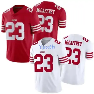 Christian McCaffrey Youth San Francisco 49 Jerseys American Football Stitched VP Limited Jerseys For KIDS Children Boy-White/Red