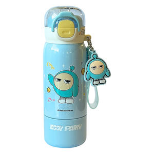 Botella de agua aislada para niños Egg Party, taza con doble pajita de 500Ml para la escuela, termo para niños y niñas - Product Image 2