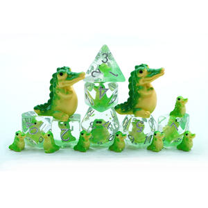 Jeu de dés RPG faits à la main de haute qualité conception de Crocodile à bord rond polyédrique alliage de Zinc en résine bon marché pour les jeux du MDN - Product Image 6