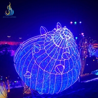 Serie de Faroles Gigantes con Forma de Animales Marinos, Esculturas de Animales Oceánicos de Hierro con LED, Resistentes al Agua y Duraderas, para Decoración de Año Nuevo Chino y Navidad