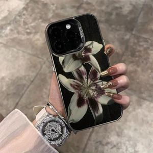 Coque de téléphone antichoc motif rétro peinture à l'huile fleur de lys pour <span class=keywords><strong>iPhone</strong></span> 16 15 14 17 Air Pro Max 16E 13 12 11 7 8 <span class=keywords><strong>SE</strong></span> <span class=keywords><strong>2022</strong></span> - Product Image 3