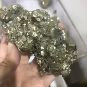 Bulk natural high quality gold pyrite cluster rough specimen with cube healing crystal quartz gemstone for sale