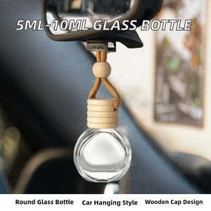 Flacon en verre transparent cylindrique de 10 ml pour désodorisant de voiture NS, avec bouchon en caoutchouc et impression sérigraphiée, flacon de parfum - Product Image 2