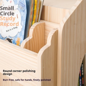 رف كتب خشبي دوار ، خزانة كتب قابلة للنقل ، رف كتب للأطفال ، رف تخزين صور أرضي للأطفال من الخشب الصلب - Product Image 4