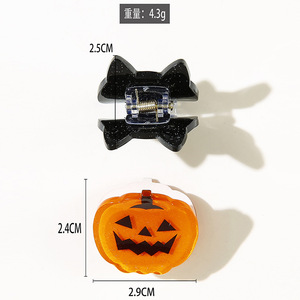 Carino Mini graffio gatto ragno fantasma e zucca forcina per Halloween elegante Cross Border acrilico fermaglio per capelli - Product Image 4
