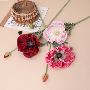 Fleurs artificielles haut de gamme en soie de pavot islandais, de qualité supérieure, pour la décoration intérieure, l'ornement de table de salon et la présentation. - Product Image 2