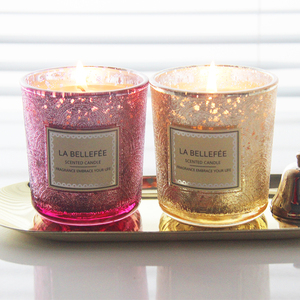 Velas Aromáticas de Lujo en Vaso con Recubrimiento Dorado, Velas de Cera de Soja con Aceites de Fragancia, Aromaterapia, Velas Aromáticas en Frasco de Vidrio - Product Image 1