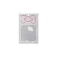 Pochette à fermeture éclair avec imprimé nœud mignon, trou de suspension et fenêtre transparente, en plastique, pour accessoires capillaires, bijoux et emballage cadeau