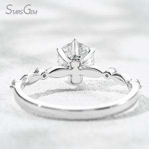 Bague de fiançailles Starsgem en diamant de laboratoire durable de 1,21 ct, or blanc 18 carats, taille brillant, solitaire, couleur classique D, unisexe - Product Image 5