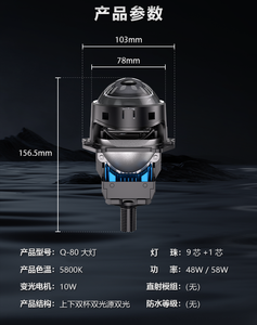CE อนุมัติไฟหน้า LED ลูเมนสูง3.0นิ้ว55W ไฟหน้าลำแสงสูงปรับแต่งได้ปรับแต่งได้อย่างยอดเยี่ยมปฏิเสธความร้อนด้วยเลนส์โปรเจคเตอร์ LED - Product Image 2