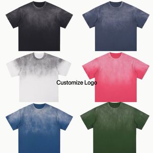 เสื้อยืดโอเวอร์ไซส์สไตล์วินเทจ ผ้าคอตตอนหนานุ่ม สตรีทแวร์อเมริกัน ทรงยูนิเซ็กส์ ไหล่ตก ไล่เฉดสี - Product Image 2