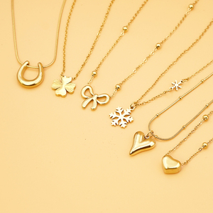 <span class=keywords><strong>Collier</strong></span> <span class=keywords><strong>Personnalisé</strong></span> en Acier Inoxydable Étanche pour <span class=keywords><strong>Femme</strong></span> DDP Plaqué Or 18k PVD Pendentif Anti-Allergique Halskette - Product Image 1