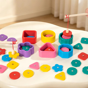 Juego de Clasificación de Colores y Formas Montessori para Bebés, Juguetes Educativos de Reconocimiento de Formas Geométricas para Niños, Juguete de Pesca de Madera - Product Image 2