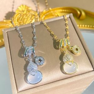 Collar De Acero Inoxidable Chinese Faux Chalcedony Gourd Pendant <b>Titanium</b> Steel Necklace Stainless Steel Necklace Clavicle <b>Chain</b> - Product Image 2