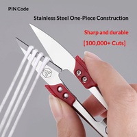 Ciseaux miniatures en acier inoxydable PIN-Brand PIN-1433A pour couper les fils, coupe-fils en forme de U, pour tailleurs, grande taille, argent/rouge