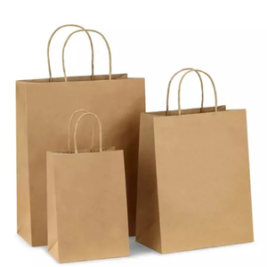 Sacola de Compras de Papel Kraft Preto Biodegradável Personalizada para Roupas e Presentes com Alça - Product Image 4