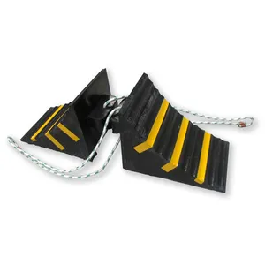 Rubber Wheel Chock with Handle Reflective Strips for Travel Trailer Hauler Truck