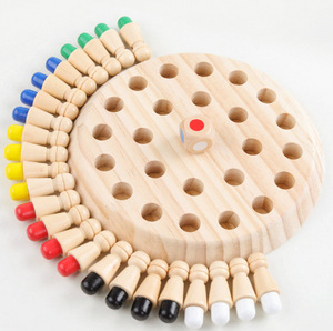 Jeu de mémoire éducatif intelligent en bois pour enfants : blocs de couleurs et jeu d'échecs - Product Image 1