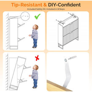 Nuovo Design Nanyang: Scarpiera Ultra Sottile a 2 Ripiani in Beige per Interni, Mobile Portascarpe Semplice per Soggiorno, Corridoio e Ingresso - Product Image 4