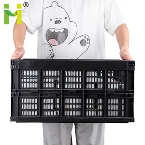 Box Folding Crate PP Materials Square Plastic Office Organizer Storage Boxes & Bins Foldable Customized Logo Modern HMT-604028B