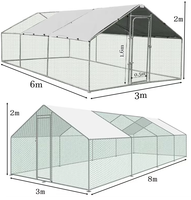 Grand enclos à poules extérieur mobile et portable, résistant aux intempéries, en acier galvanisé, style australien, avec bordure de clôture pour pelouse