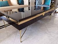 Nouvelle table basse de salon de luxe au design moderne, plateau en marbre, pieds en acier inoxydable, forme carrée