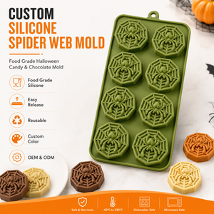 Molde <span class=keywords><strong>de</strong></span> Silicona Reutilizable para Telaraña <span class=keywords><strong>de</strong></span> Halloween, Ecológico, Fácil <span class=keywords><strong>de</strong></span> Desmoldar, Bandeja para Chocolate, Dulces y Jabón, <span class=keywords><strong>Material</strong></span> <span class=keywords><strong>de</strong></span> Grado Alimenticio Certificado - Product Image 1