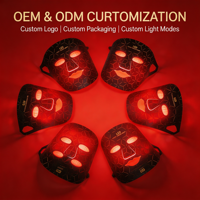 Masque facial LED en silicone ultra-fin, thérapie par lumière rouge, masque facial léger à infrarouge proche pour les voyages et le spa à domicile