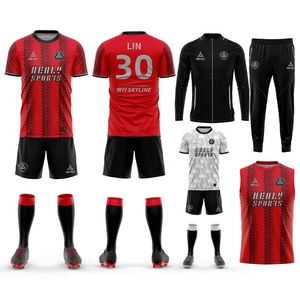 Maglie da Calcio Personalizzate Versione Giocatore da Uomo Set 2 Pezzi Abbigliamento da Calcio in Tessuto Jacquard Traspirante <span class=keywords><strong>Kit</strong></span> Uniforme Completa da Ragazzo - Product Image 1