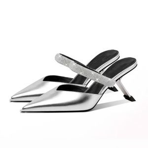 Custom Style Women's Diamonds Strap Sandals Pointed Toe High Silver Wedge Heels Stiletto on Dress <b>Pumps</b> Shoes - Product Image 2