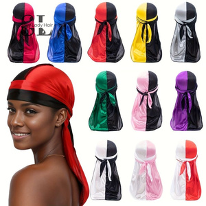 Bonnet <span class=keywords><strong>Durag</strong></span> en Soie de Haute Qualité pour Hommes, Cheveux Ondulés 360, Chapeau Doux - Product Image 5