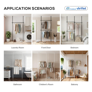 YIJIALE <span class=keywords><strong>Armadio</strong></span> Aperto Nero per Bambini, Sistema di Asta Estensibile e Pieghevole per Guardaroba, Fornito dal Produttore per Hotel - Product Image 2