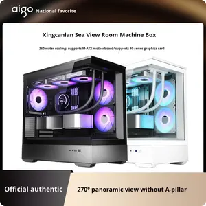 Gabinete de Computadora de <span class=keywords><strong>Torre</strong></span> Media Personalizado de Alta Gama, Escritorio para Computadora M-ATX, Lateral Completamente Transparente, Estilo Pecera, Blanco, <span class=keywords><strong>Sin</strong></span> Soporte, en Existencia - Product Image 2