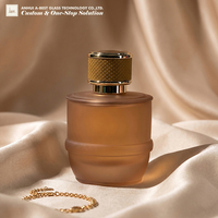 Botella de Perfume Vacía de Vidrio Esmerilado Ámbar de 100 ml con Cuello Prensado, Base Gruesa, Atomizador, Logotipo Personalizado, Fragancia de Lujo