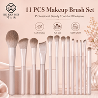 Ensemble de pinceaux de maquillage professionnels de luxe en fibres, avec logo personnalisé OEM, pour un maquillage aérien, une couvrance éclatante, une finition sculptante pour le visage et les yeux.