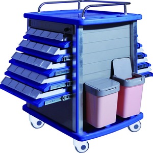 Carrito Médico Shilleva 850x520x950mm, Carro de Medicamentos de Plástico Azul de Doble Cara para Uso Hospitalario - Product Image 4