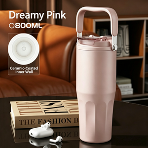 800ml Modern Ceramic Coated Vacuum Insulated Travel Tumbler Lid Handle Eco-Friendly Portable Business Gifts Water Bottle Custom - Product Image 5