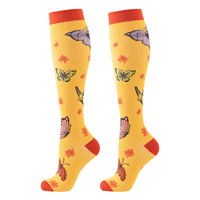 Kaos Kaki Kompresi Setinggi Lutut Desain Kupu-kupu untuk Wanita, Kaos Kaki Panjang Bermotif Lucu, Rajutan Lembut dan Elastis, Kemasan Grosir OEM