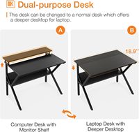 Petite table basse 27,5 pouces, bureau compact avec rangement, support d'écran, finition brillante, MDF moderne, plastique, installation facile pour la maison ou le bureau
