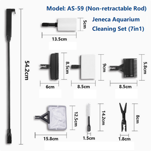<span class=keywords><strong>Set</strong></span> Alat Pembersih Akuarium Jeneca 7-in-1 yang Dapat Diganti, Tongkat Plastik Non-retractable, Kotak Ramah Lingkungan untuk Akuarium Dalam dan Luar Ruangan - Product Image 1