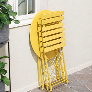 <span class=keywords><strong>Table</strong></span> rectangulaire pliable moderne et durable en fer avec quatre chaises à lattes pliables, empilables, résistantes aux intempéries, <span class=keywords><strong>pour</strong></span> petit espace extérieur ou parc - Product Image 2